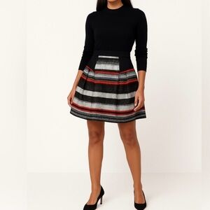 Milly Of New York Red/Black/Grey Tweed Skirt Size 6